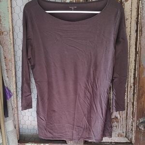 Garnet Hill Purple 3/4 Sleeve Rounded Neck Tunics